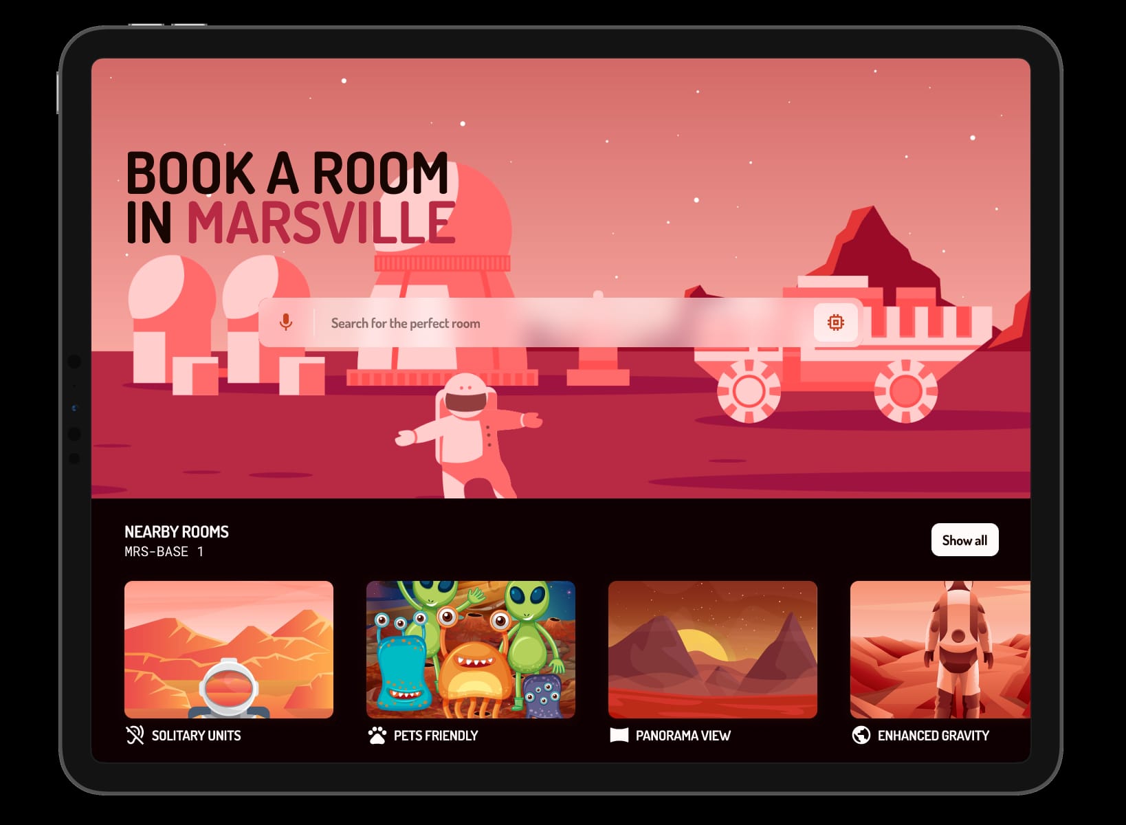 Marsville iPad Pro Digital Signage Interactive Prototype in Figma